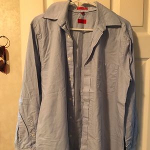 Mens Izod button down dress shirt light blue